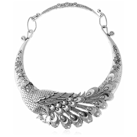 Choker Necklace Silver Textured Animal